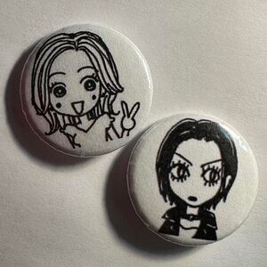 handmade matching nana and hachi anime pins / buttons set (comes with both!) 🎀